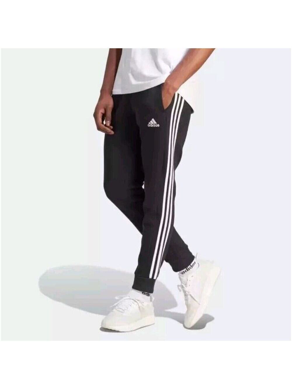 Adidas Men's Medium Essential Fleece Tapered Cuff Pants Sweatpants Joggers New